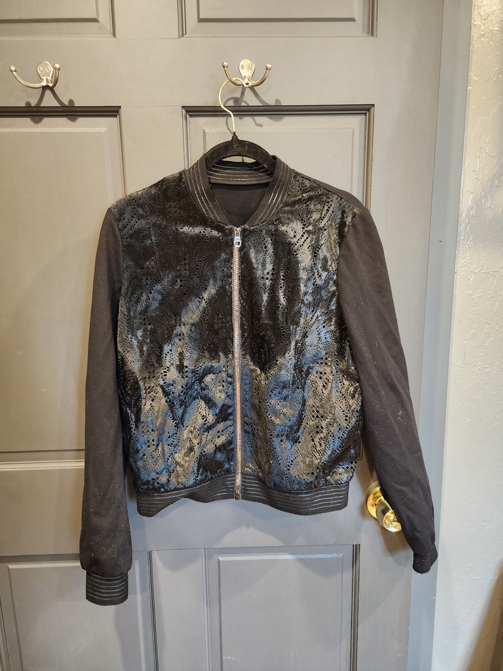 Black Women's Bomber Jacket With Real Fur